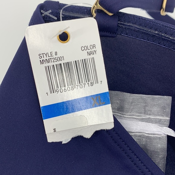 NWT Anne Cole Twist Front Bandeaukini Navy Swim Top Size X-Large - Picture 6 of 8